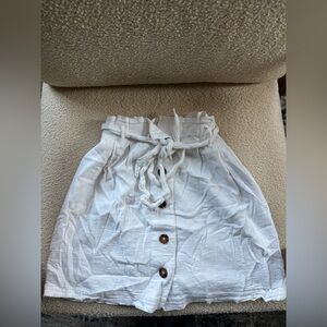 Hollister White Button-Down Linen/Cotton Skirt